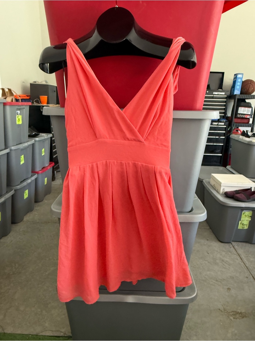 Coral Sleeveless V-Neck Skater Dress p76